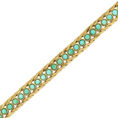 Lot 346 - Gold and Turquoise Bracelet