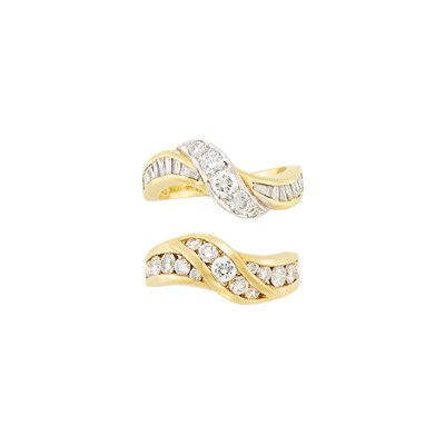 Lot 19 - Pair of Gold, Platinum and Diamond Stacking Rings