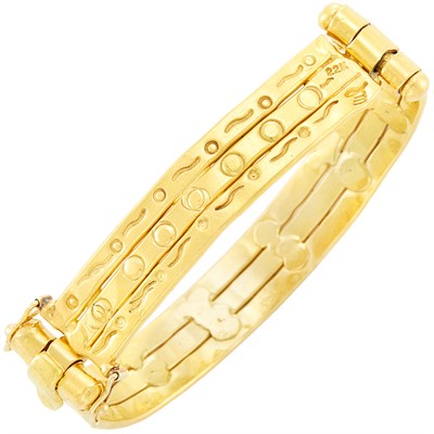 Lot 622 - High Karat Gold Bangle Bracelet, Jean Mahie
