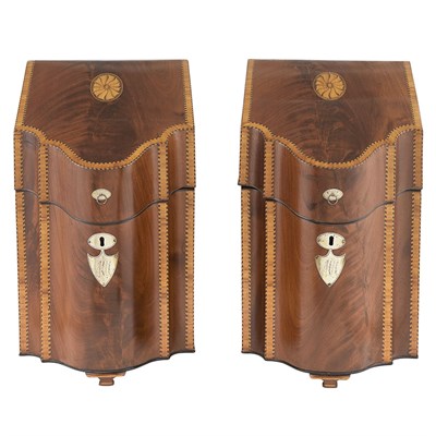 Lot 278 - Pair of George III Style Inlaid Mahogany Knife...