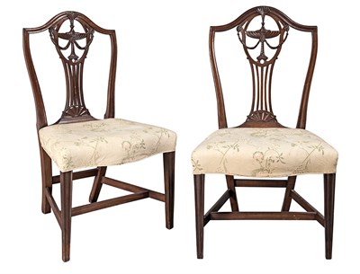 Lot 148 - Pair of Federal Upholstered Mahogany Side...