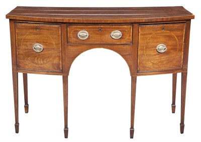 Lot 392 - George III Inaid Mahogany Bowfront Sideboard...
