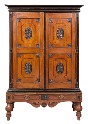 Lot 316 - Indo-Sinhalese Hardwood and Ebony Linen Press...