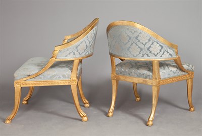 Lot 366 - Pair of Gustav IV Swedish Giltwood Armchairs...