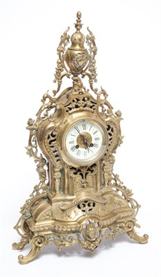 Lot 417 - Renaissance Revival Brass Mantel Clock Height...