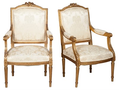 Lot 339 - Louis XVI Style Giltwood and Upholstered...