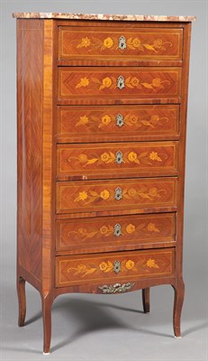 Lot 187 - Louis XV Style Marble Top Inlaid Tulipwood...