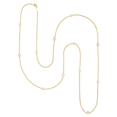 Lot 541 - Long Gold and Diamond 'Diamonds by the Yard' Chain Necklace, Tiffany & Co., Elsa Peretti