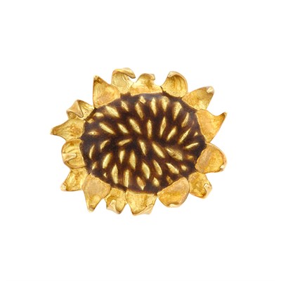 Lot 594 - Gold and Enamel Sunflower Brooch, Angela Cummings