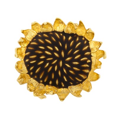 Lot 592 - Gold and Enamel Sunflower Brooch, Angela Cummings