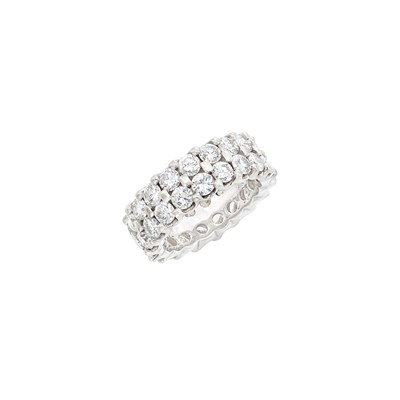 Lot 414 - Two Row White Gold and Diamond Band Ring