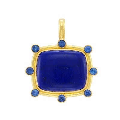 Lot 628 - Gold, Lapis and Sapphire Pendant, Elizabeth Locke