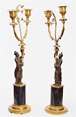 Lot 276 - Pair of Regency Patinated-and Parcel-Gilt...