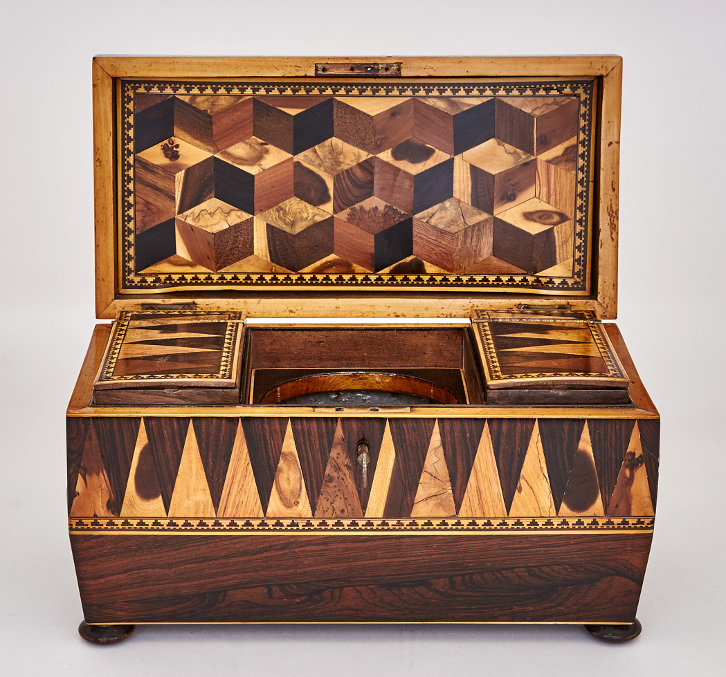 Lot 312 - Regency Rosewood and Tunbridge Ware Marquetry...