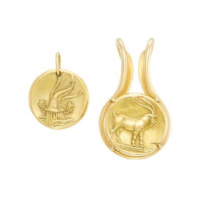 Lot 616 - Gold Zodiac Pendant and Money Clip, Van Cleef & Arpels, France