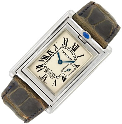 Lot 128 - Gentleman's Stainless Steel 'Basculante' Wristwatch, Cartier