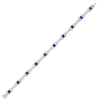 Lot 87 - White Gold, Sapphire and Diamond Bracelet