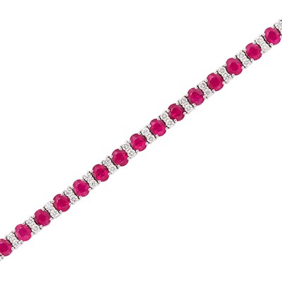 Lot 258 - White Gold, Ruby and Diamond Bracelet