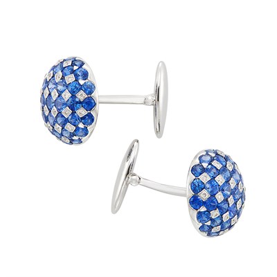 Lot 134 - Pair of White Gold, Sapphire and Diamond Cufflinks