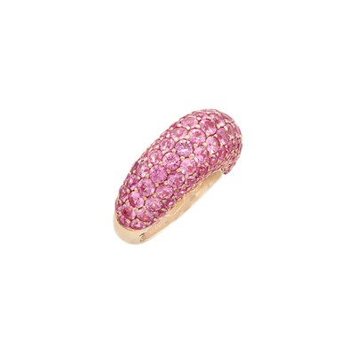 Lot 549 - Rose Gold and Pink Sapphire Bombé Ring