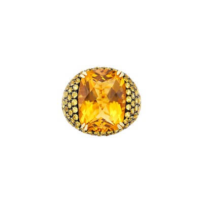 Lot 296 - Gold, Citrine, Yellow Sapphire and Yellow Tourmaline Bombé Ring