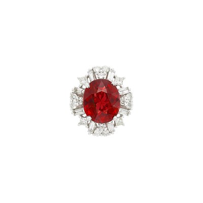 Lot 423 - White Gold, Red Spinel and Diamond Ring