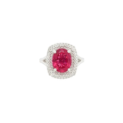 Lot 61 - White Gold, Rubellite and Diamond Ring