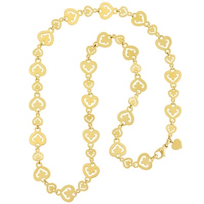 Lot 491 - Long Gold Heart Link Chain Necklace, O. J. Perrin, Paris