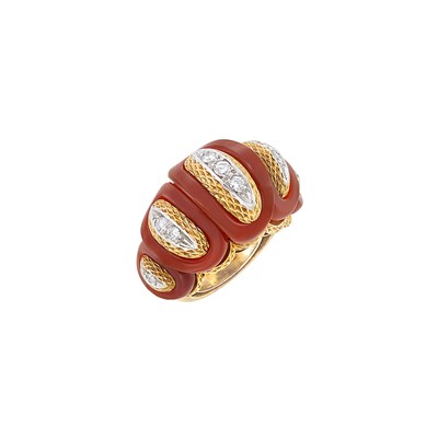 Lot 503 - Gold, Carnelian and Diamond Ring