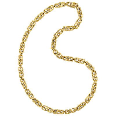 Lot 509 - Nugget Gold and Diamond Link Necklace, Boris LeBeau
