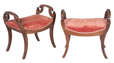 Lot 368 - Pair of Swedish Neoclassical Fruitwood Stools...