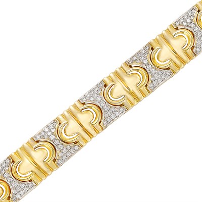 Lot 322 - Two-Color Gold and Diamond Bracelet