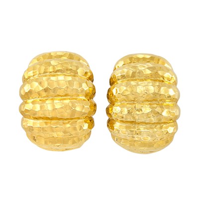 Lot 583 - Pair of Hammered Gold Earclips