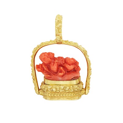 Lot 472 - Gold and Carved Coral Pendant