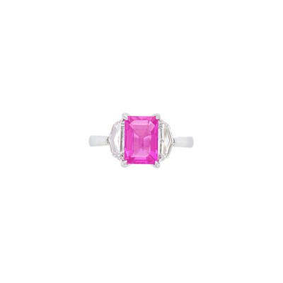 Lot 416 - Platinum, Pink Sapphire and Diamond Ring