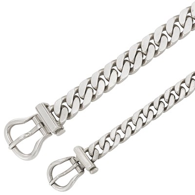 Lot 145 - Two Sterling Silver Buckle Bracelets, Hermès
