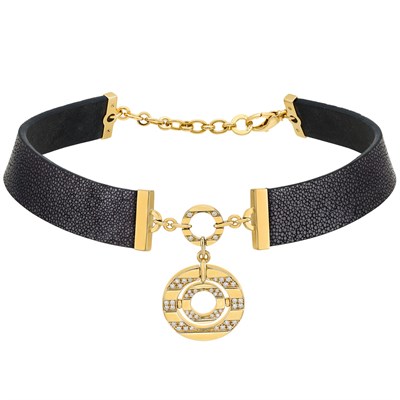 Lot 335 - Gold, Diamond and Stingray Skin Necklace, Bulgari