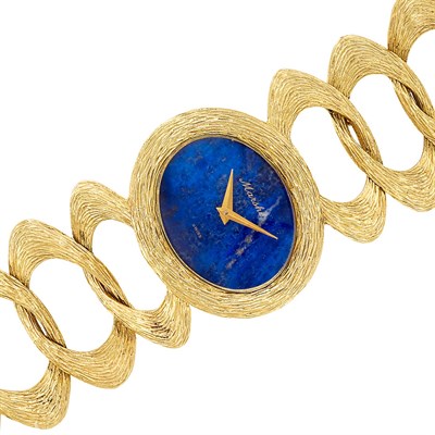 Lot 209 - Gold and Lapis Wristwatch, Marshé