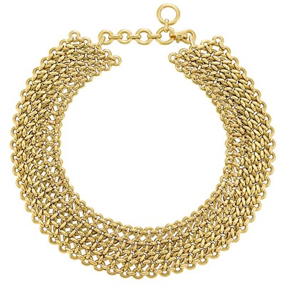 Lot 643 - Five Row Gold Circle Link Choker Necklace, Cartier, France