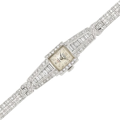 Lot 288 - Platinum and Diamond Wristwatch