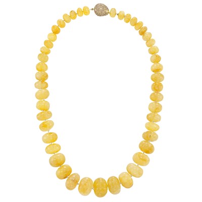 Lot 251 - Fluted Yellow Sapphire Bead Necklace with Gold and Brown Diamond Clasp, Michele della Valle
