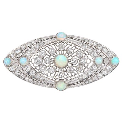 Lot 459 - Platinum, Opal and Diamond Brooch