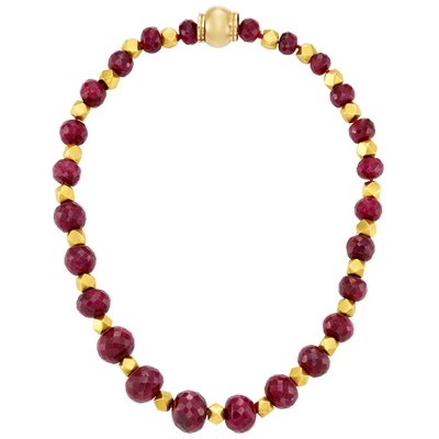 Lot 221 - Gold and Ruby Bead Necklace