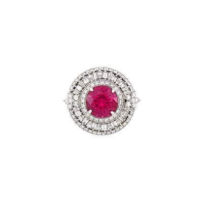 Lot 266 - White Gold, Rubellite and Diamond Ring