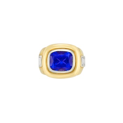 Lot 555 - Two-Color Gold, Tanzanite and Diamond Ring, Diana Vincent