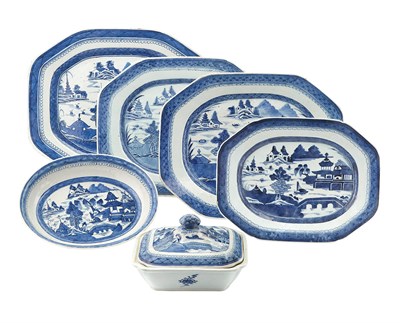 Lot 146A - Group of Canton Blue and White Porcelain...