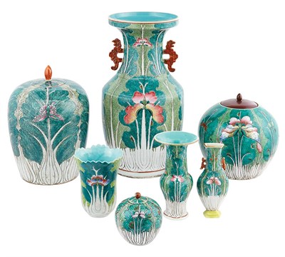 Lot 174 - Group of Chinese Export Cabbage Leaf Porcelain...