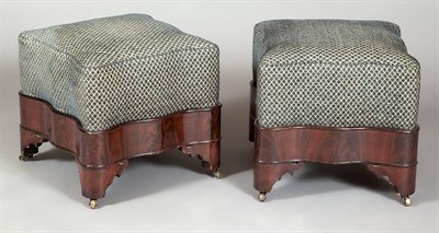 Lot 155 - Pair of Classical Mahogany Upholstered Stools...