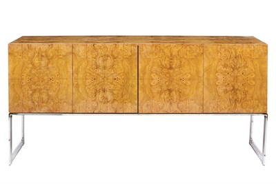 Lot 232 - Milo Baughman Burl Olivewood and Chromed Metal...