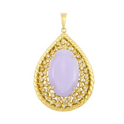 Lot 580 - Gold, Lavender Jade and Diamond Pendant